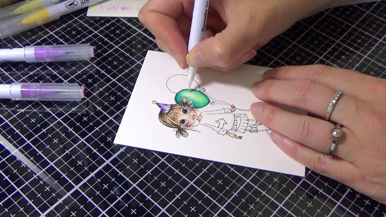 Zig Clean Color Real Brush Markers - Hat and Balloon Coloring - YouTube