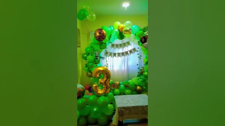 jungle theme #trending #jungletheme #birthdaycelebration #birthday #decoration #decor #balloons #444