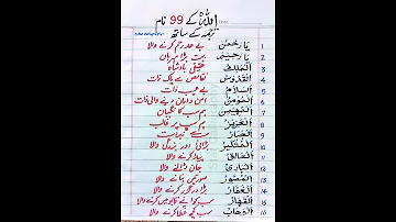 Names Of Allah With Translation Asma Ul Hussna اسماء الحسن ی Ya Rahman Ya Raheem 99 Names 