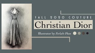 Illustrator fashion - Fall 2020 Couture Christian Dior/ Diễn Hoạ mẫu Đầm của Christian Dior
