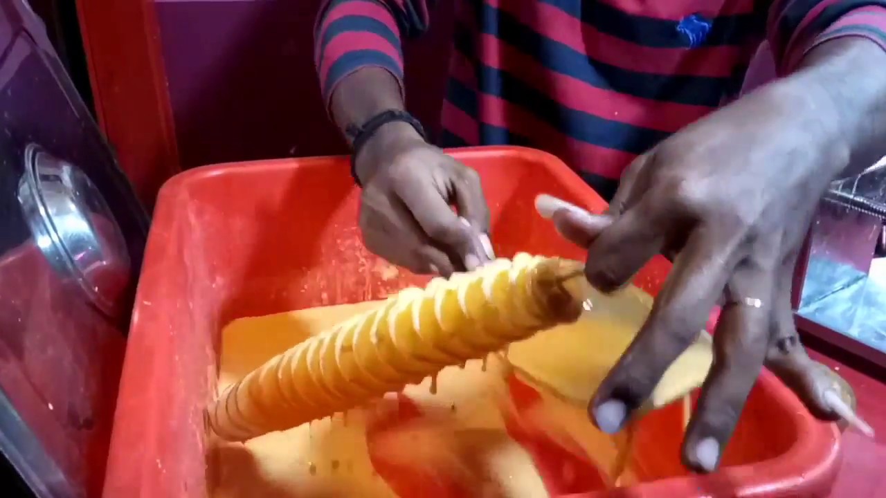 Spiral Potato chip on a stick life hacks | south Indian Street Foods Tornado potato | South Indian Food