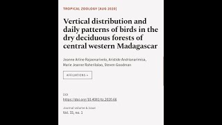 Vertical distribution and daily patterns of birds in the dry deciduous forests of cen... | RTCL.TV