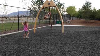 Chloe rides the zip line