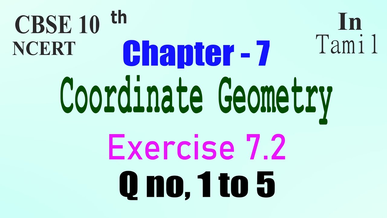 CBSE 10th Maths | Chapter 7 | Coordinate Geometry | Exercise 7.2 | q 1 ...