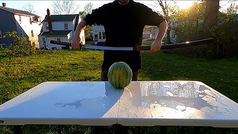 Cutting Things With A KATANA Slow Motion Forward & Reverse