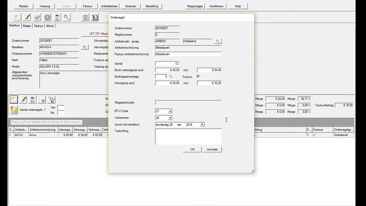 Orderbeheer - F5-Car garagesoftware F5-Software V4.0