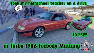 Took my automotive teacher on a ride in my turbo mustang!!!