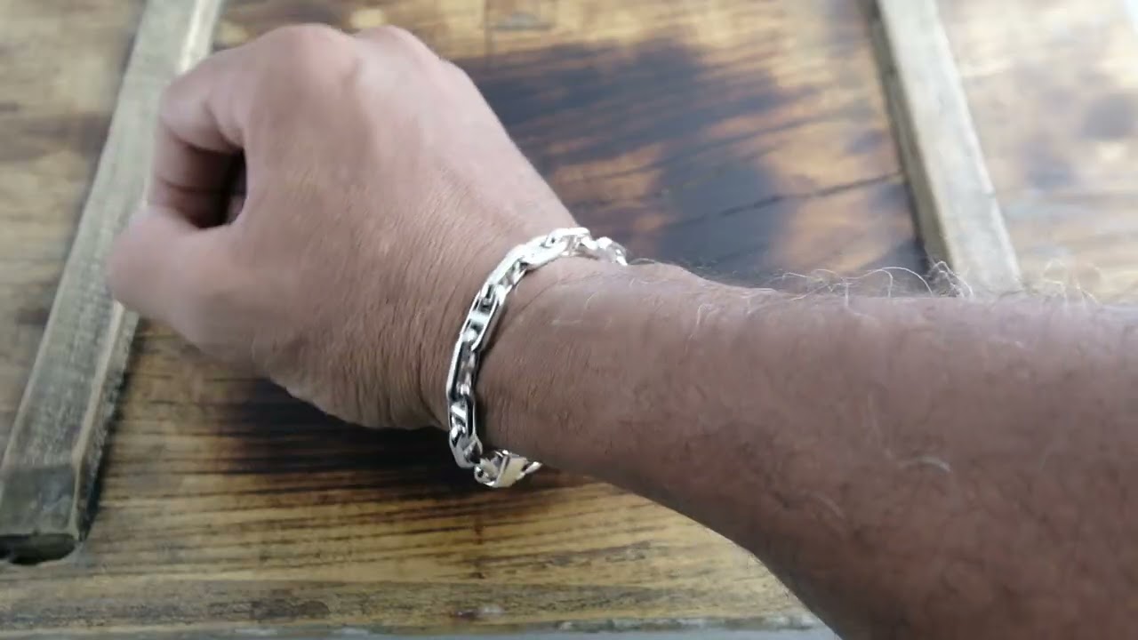 8 mm Silver Marine/Anchor Bracelet – Solid 925 Sterling Silver – Handcrafted High-Polish Chain