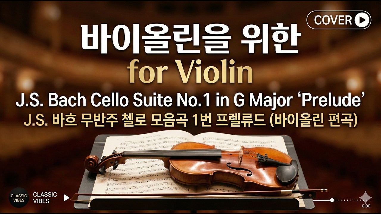 바흐 무반주 첼로 모음곡 1번 프렐류드(바이올린 편곡) J.S. Bach Cello Suite No.1 in G Major 'Prelude' for Violin