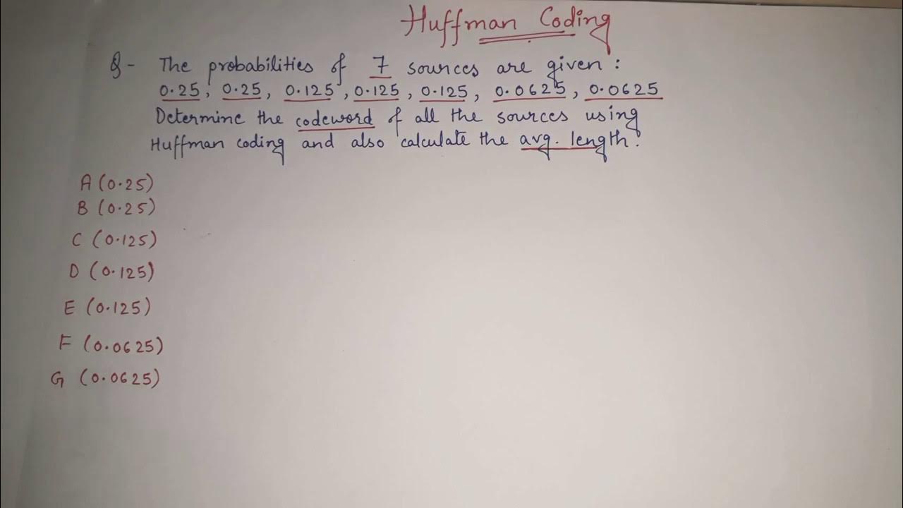 5. Huffman Coding Example | Huffman Coding Algorithm in Digital Image ...
