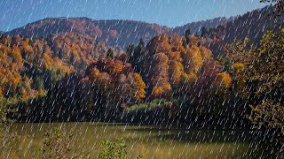 Heavy Rain on the Lake 🌧️🌲 | Raindrops & Mountain Echo | 3 Hours