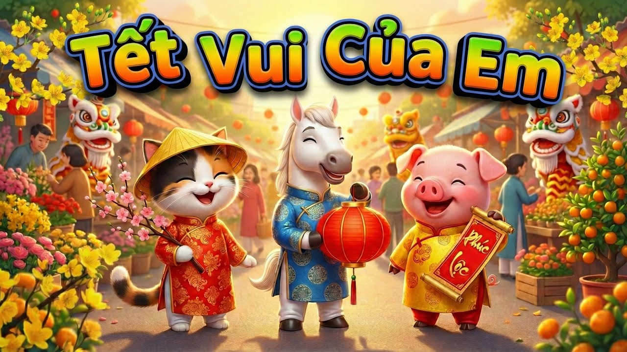 🏆 Tết Của Em Vui Quá 🎶 LK Nhạc Xuân Thiếu Nhi Hay Nhất 2026 & Hoạt Hình Vui Nhộn Bé Xem Ngày Tết 🐶🐱🐴