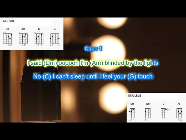Blinding Lights by Loi (Capo 1) play along with scrolling guitar chords and lyrics class=