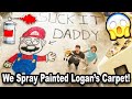 WE SPRAY PAINTED LOGAN'S CARPET!!! *BTS*