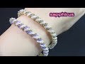 【ビーズステッチ】2mmのラウンドビーズとスワロフスキーで編むバングルの作り方☆ How to make a bangle with 2mm round beads.