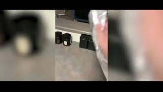 Cat in Australia spooked by tin foil on kitchen counter