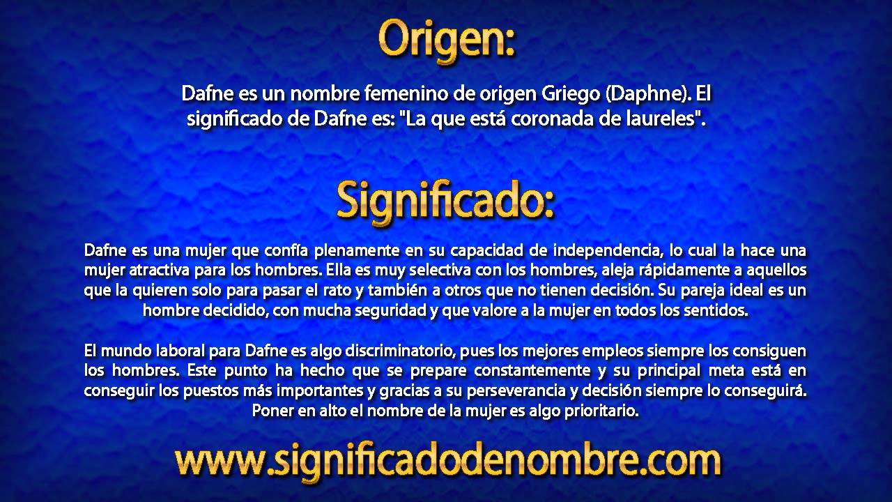 Significado de Dafne ¿Qué significa Dafne? YouTube Significado de Dafne ¿Qué significa Dafne? YouTube