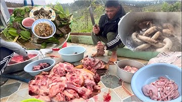 Thịt cầy nấu kiểu quê dân dã giữa ngày mưa gió 