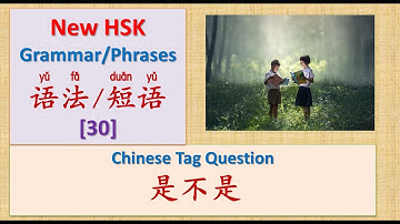 The Tag Question in Chinese : 是不是 [HSK 2.1.1 ] | New HSK Chinese Grammar Points [30]：HSK中文语法与词组