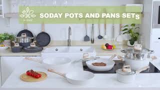 SODAY Pots and Pans Set, Nonstick Kitchen Cookware Sets, 12 Pcs