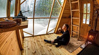 Building An AMAZING A-FRAME CABIN in the WILD | ALONE AT NIGHT IN WINTER IN A HUT