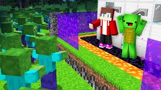 Zombie vs JJ and Mikey NETHER PORTAL SECURITY! Minecraft