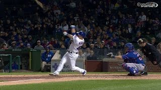 NYM@CHC: Montero swings and his bat flies into stands