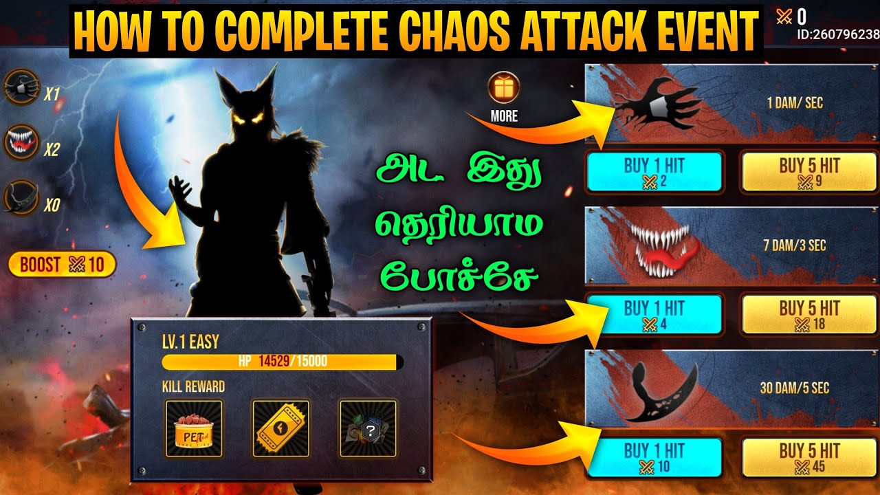 How To Complete Chaos Attack Event Tamil | Free Fire Chaos Attack Event full details | FF new event
