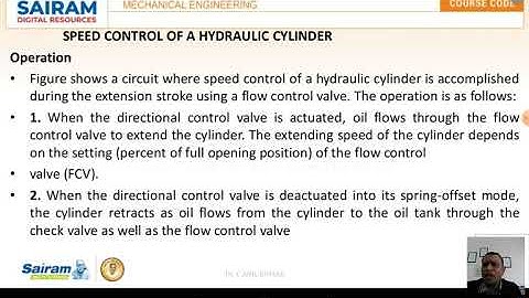 Lecture Video 9_17ME72_Module 3_Speed control hydraulic Circuits _ Dr C Anil Kumar