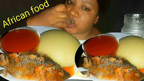 African food mukbang / tilapia pepper soup & plantain fufu mukbang