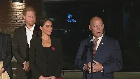Prince Harry and Meghan Markle attend opening of veteran training center in coastal military town
