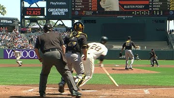 PIT@SF: Posey lines a run-scoring single to center