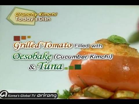 korean-food-recipe:-#2-grilled-tomato-filled-with-oesobaki-(kimchi)-&-tuna-[fooddelicious]