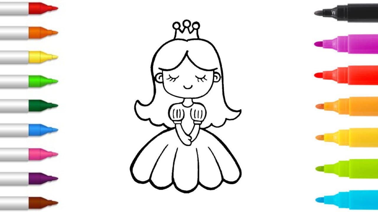 How to draw cute princess | Simple easy drawing | coloring for kids 