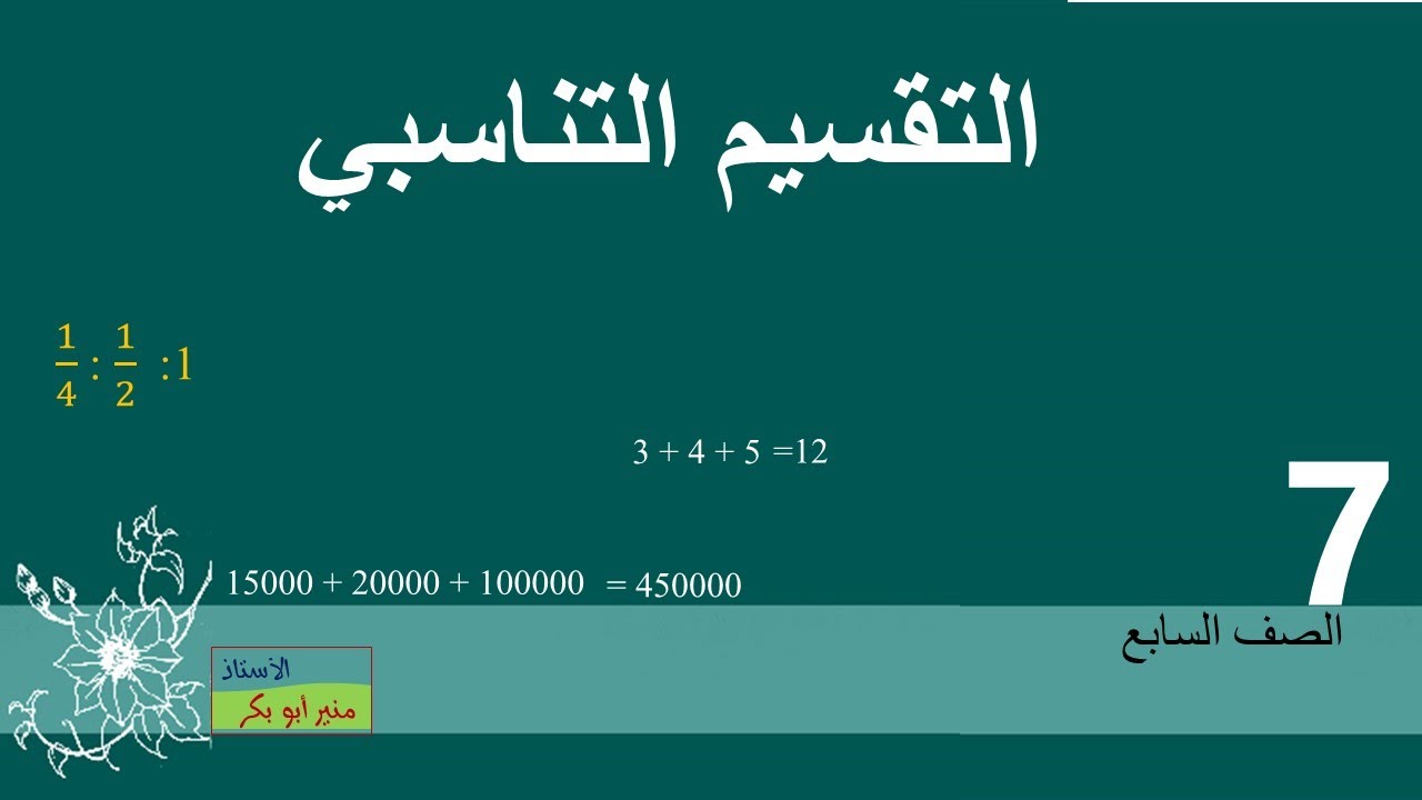 (8) التقسيم التناسبي- الصف السابع - الفصل الثاني