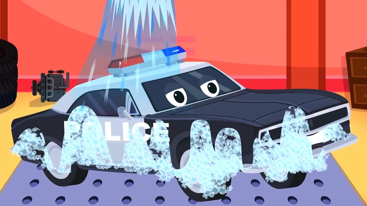 Police Car Wash + More Street Vehicles & Cartoon Videos for Babies - YouTube