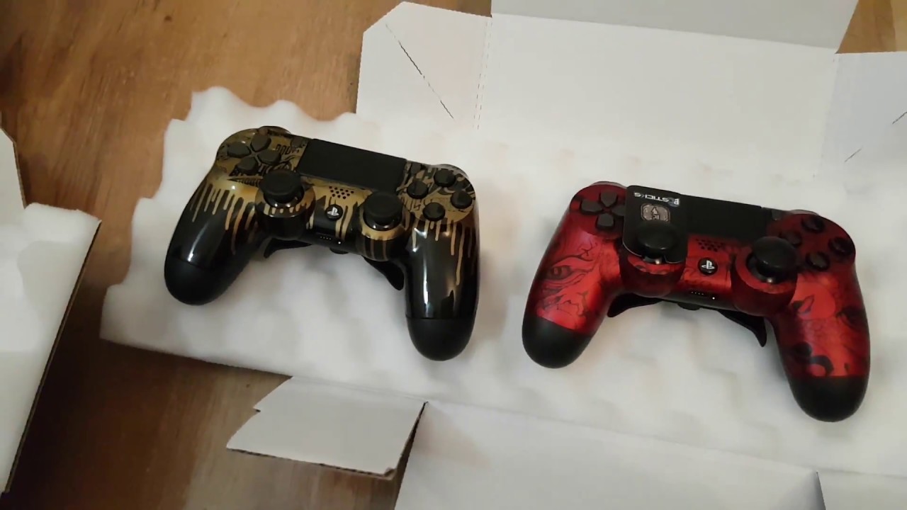 Unboxing 2 Epic PS4 Burn Controllers Spider Reflex Gold / Red, for me ...