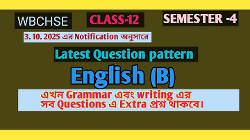  Class-12 Semester -4  English-B New Question Pattern and Syllabus 