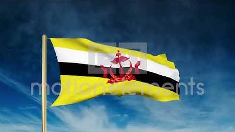 Brunei Flag Slider Style. Waving In The Wind With Cloud Background Animation Stock Animation