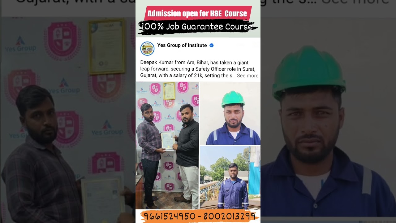 job guarantee Course in India | safety officer course | fire safety engineering course | yes group