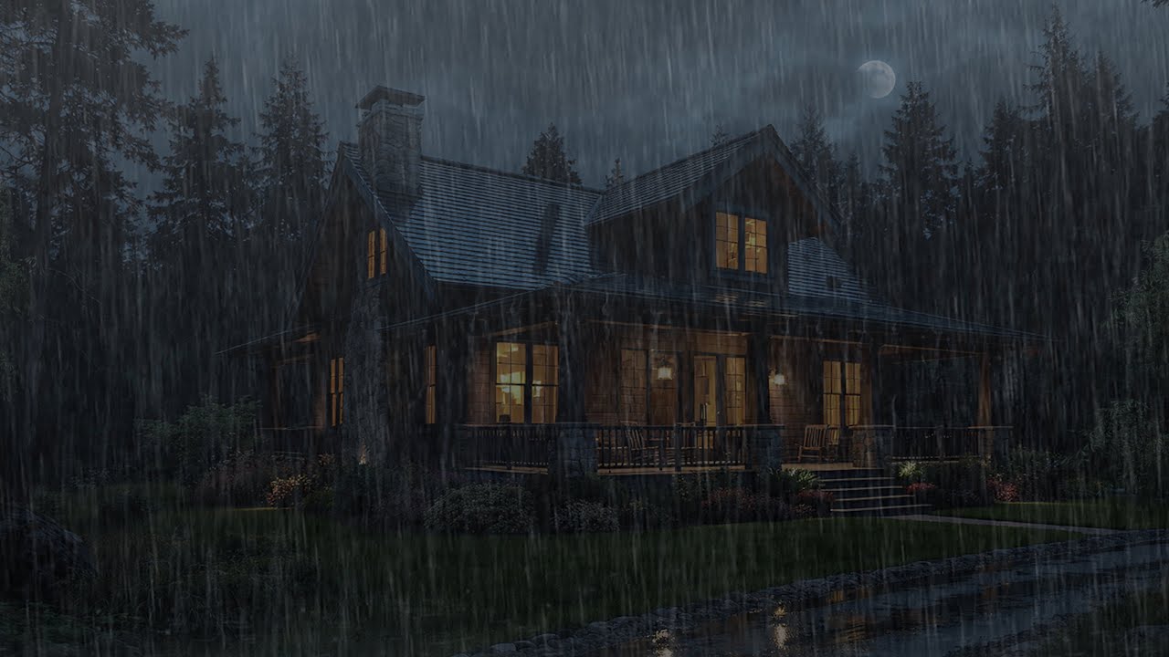 Heavy Rain at Cozy Forest Cabin 🌧️ Relaxing Rain Sounds for Deep Sleep ...