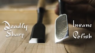 How to SHARPEN a new JAPANESE CHISEL - (SUPER POLISHED & DEADLY SHARP!)