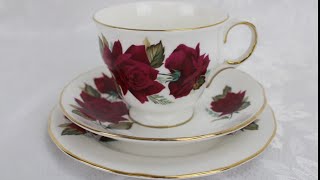 Vintage ROYAL VALE Red Rose 7978 Trio Set  Tea Cup, Saucer & Side Plate