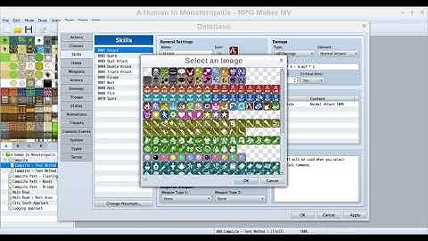 RPG Maker Tutorial Part 039: Database: Skills 1/4 - Making "A Human In Monsteropolis"