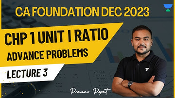 Lecture 3 | Chp1 Unit I Ratio | Advance Problems | CA Foundation Dec 2023 | Pranav Popat