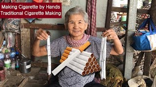 Making Cigarette by Hands,Traditional Cigarette Making by Old Woman in Battambang, Cambodia