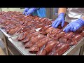 Production de masse processus de fabrication de squid sundae  usine alimentaire corenne