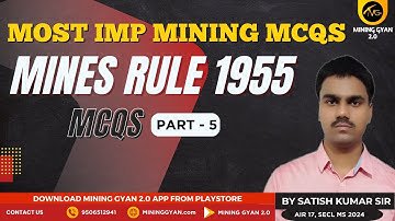 Mine Rules MCQs | Lec 5 | Most Important Mining MCQs | Mining Gyan 2.0