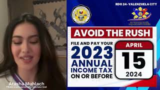 Atasha Muhlach encourages taxpayers to file and pay their 2023 AITR on or before April 15, 2024.