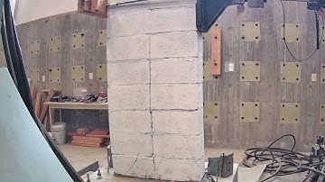Front View, Masonry Shear Wall Test, Cyclic Loading - 2023
